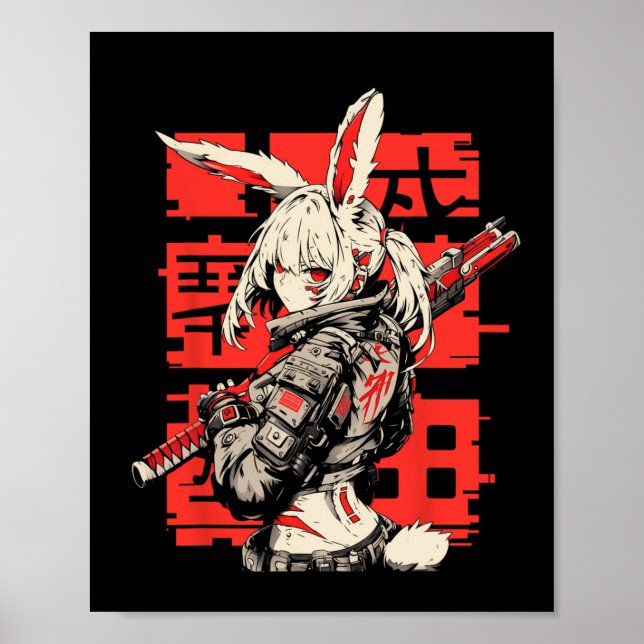 Anime Manga Cyberpunk Aesthetic Techwear Harajuku  Poster (Front)