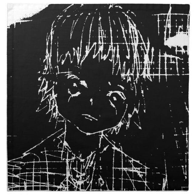 anime manga everyday black project cloth napkin (Front)