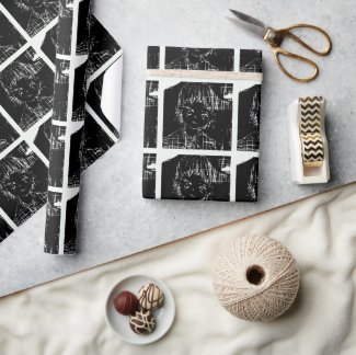 anime manga everyday black project wrapping paper