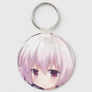Anime manga girl smile lilac hair amethyst eyes  keychain