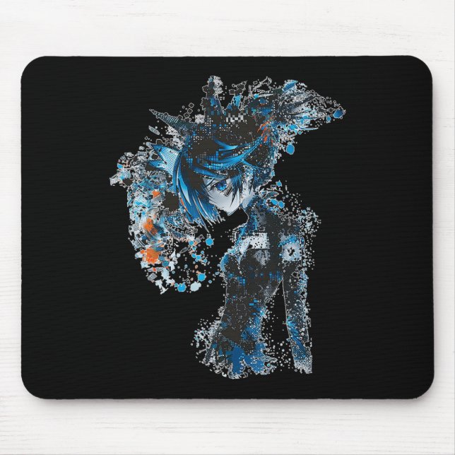 Anime Manga Graphic Blue-eyes Illustration Anime  Mouse Pad (Front)