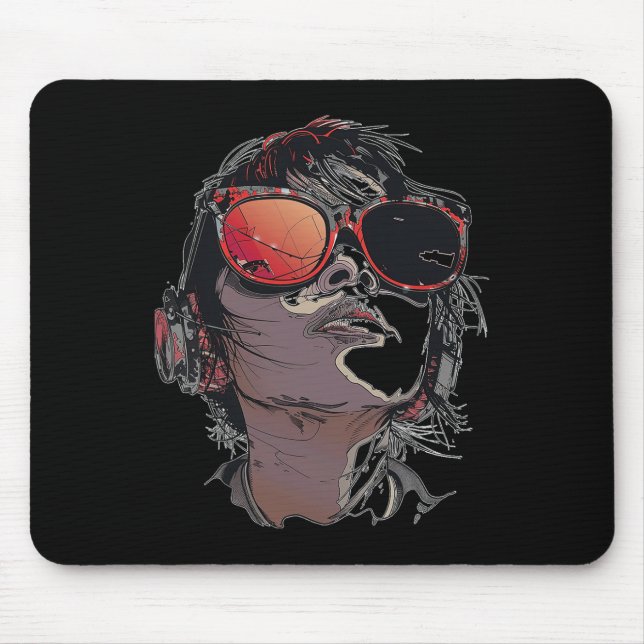 Anime Manga Graphic Sunglasses Art Anime  Mouse Pad (Front)