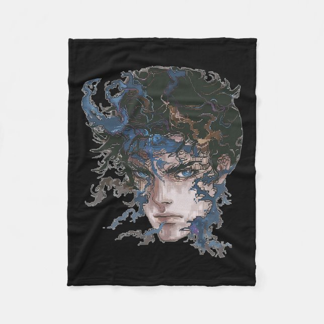 Anime Manga Motif Blue-eyes Art Anime  Fleece Blanket (Front)