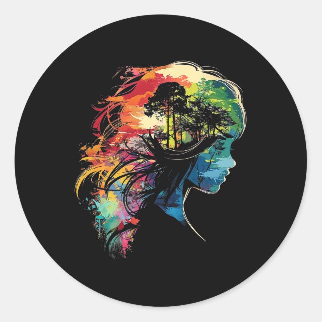 Anime Manga Motif Colorful Illustration Anime  Classic Round Sticker (Front)
