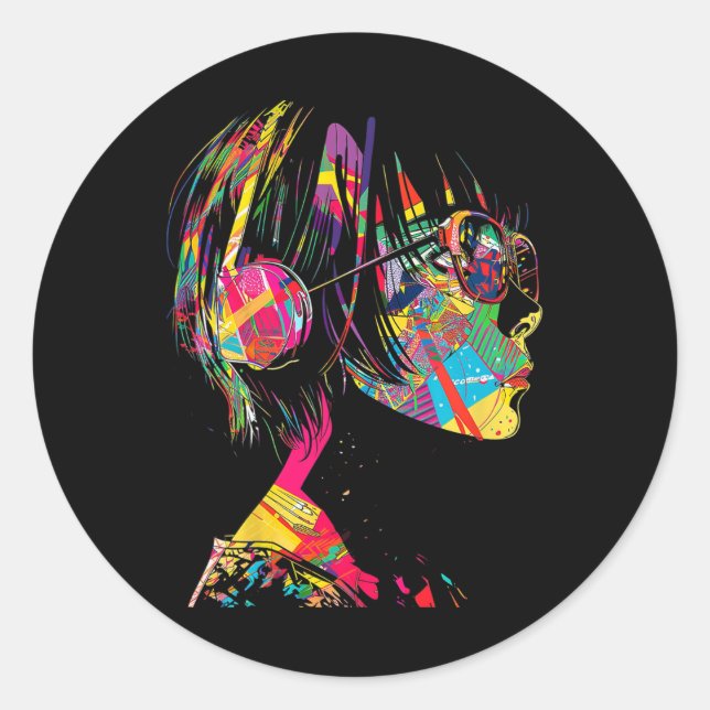 Anime Manga Motif Geometric Artwork Anime  Classic Round Sticker (Front)