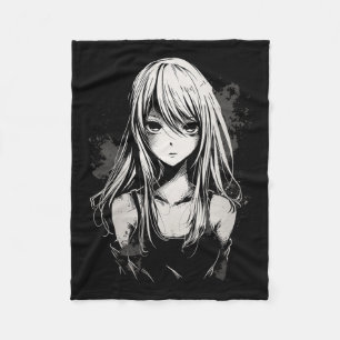 Anime Manga Motif Pixel Art Anime  Fleece Blanket