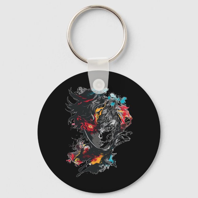 Anime Manga Motif Tattoo Art Anime  Keychain (Front)