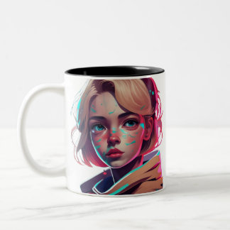 Anime manga pop art lovers face characters cartoon Two-Tone coffee mug
