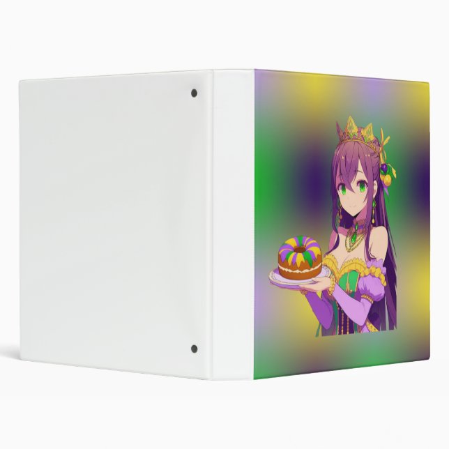 Anime Mardi Gras King cake 3 Ring Binder (Background)