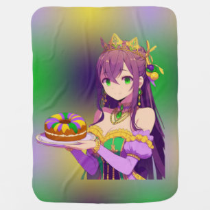 Anime Mardi Gras King cake Baby Blanket