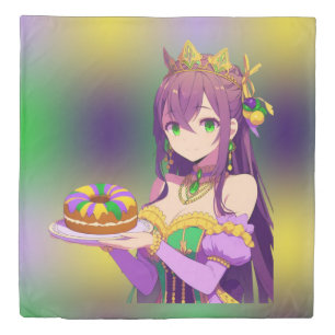 Anime Mardi Gras King cake Duvet Cover