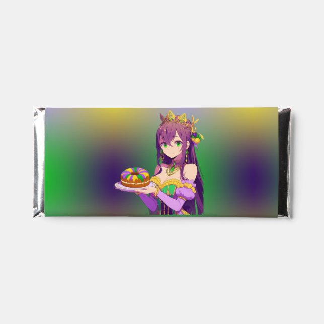 Anime Mardi Gras King cake Hershey Bar Favors (Front)