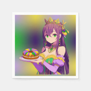 Anime Mardi Gras King cake Napkins