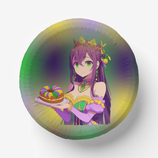 Anime Mardi Gras King cake Paper Bowls (Front)