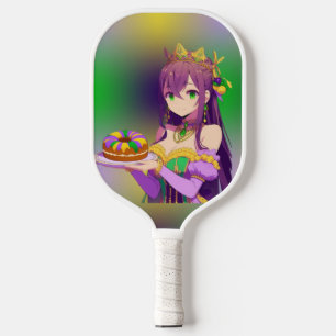 Anime Mardi Gras King cake Pickleball Paddle