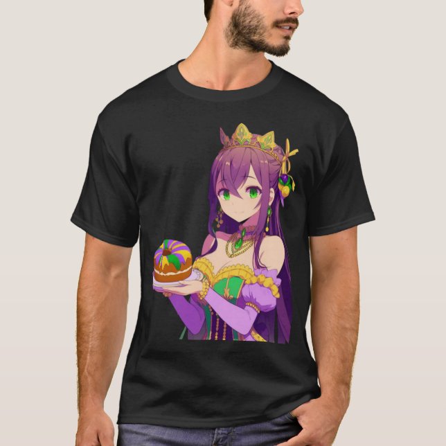 Anime Mardi Gras King cake T-Shirt (Front)