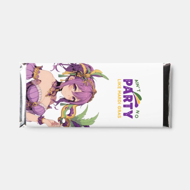 Anime Mardi Gras mask Hershey Bar Favors (Front)