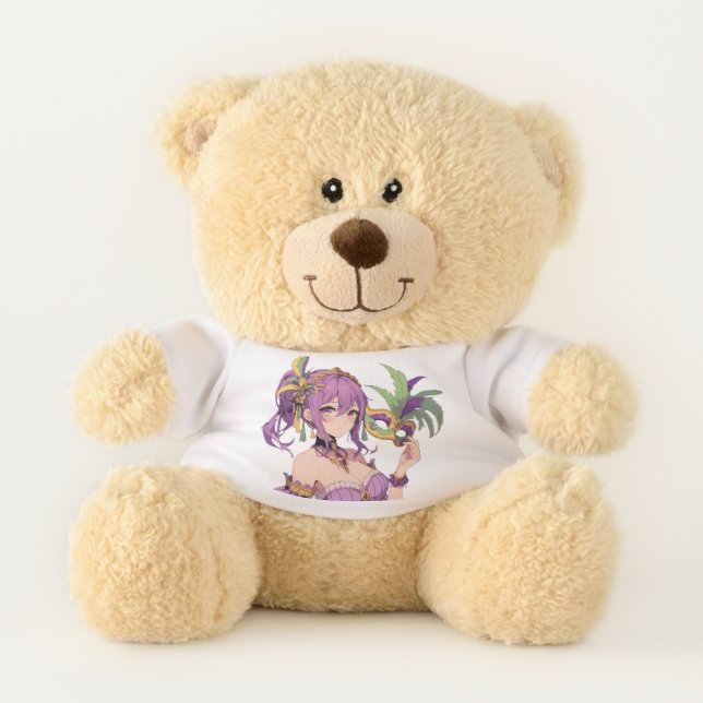 Anime Mardi Gras mask Teddy Bear (Front)