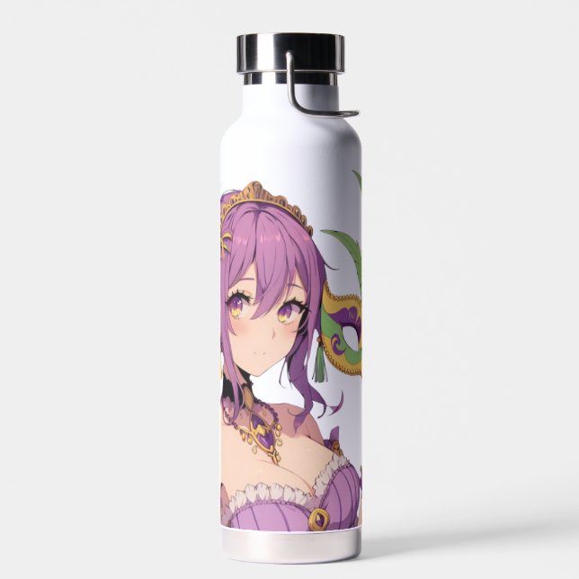 Anime Mardi Gras mask Water Bottle (Left)