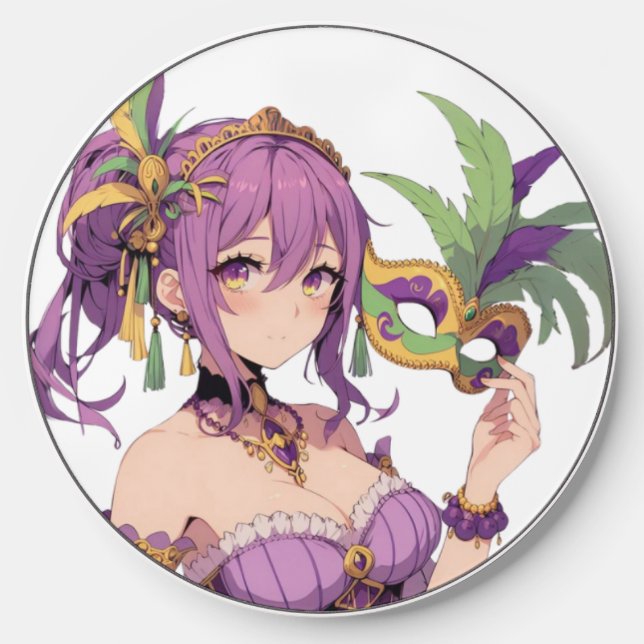 Anime Mardi Gras mask Wireless Charger (Front)
