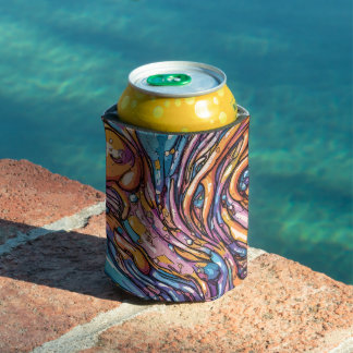 Anime melting plastic texture, Vibrant colors Can Cooler