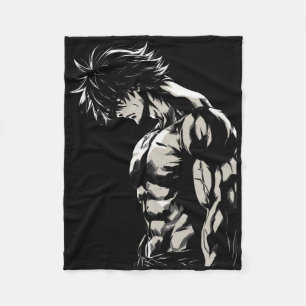 Anime Men Character Bicep Workout Motivational Fleece Blanket