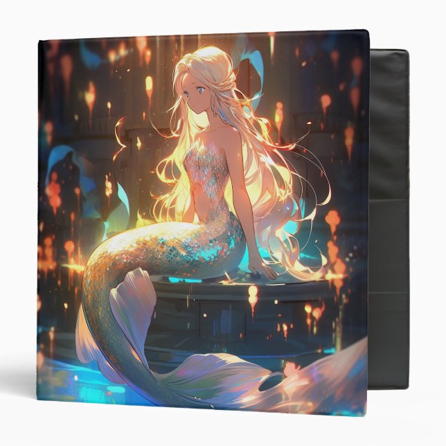 Anime Mermaid Girl Fantasy Art 3 Ring Binder (Front/Inside)
