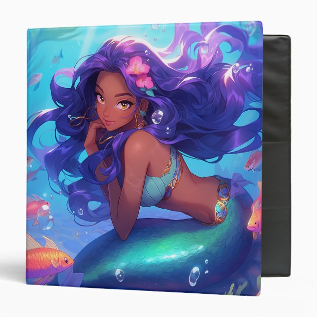 Anime Mermaid Girl Fantasy Art 3 Ring Binder (Front/Inside)