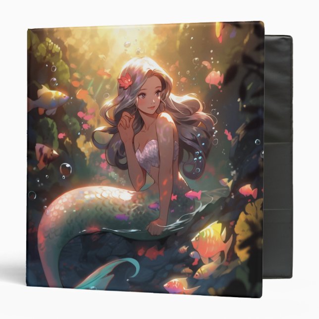 Anime Mermaid Girl Fantasy Art 3 Ring Binder (Front/Inside)