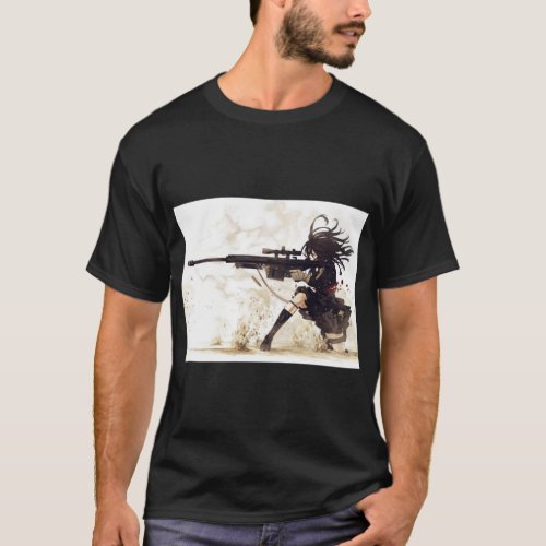 Anime Military Sniper Girl   T_Shirt