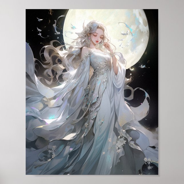 Anime Moon Princess Fantasy Art Poster (Front)