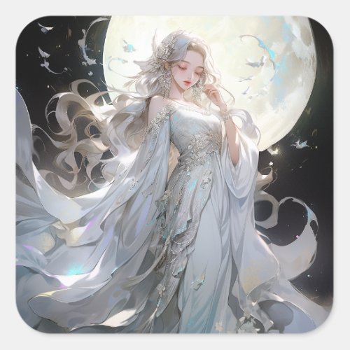 Anime Moon Princess Fantasy Art Square Sticker