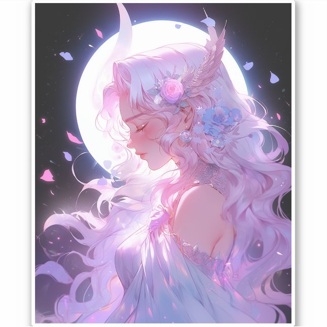 Anime Moon Princess Fantasy Art Sticker (Front)