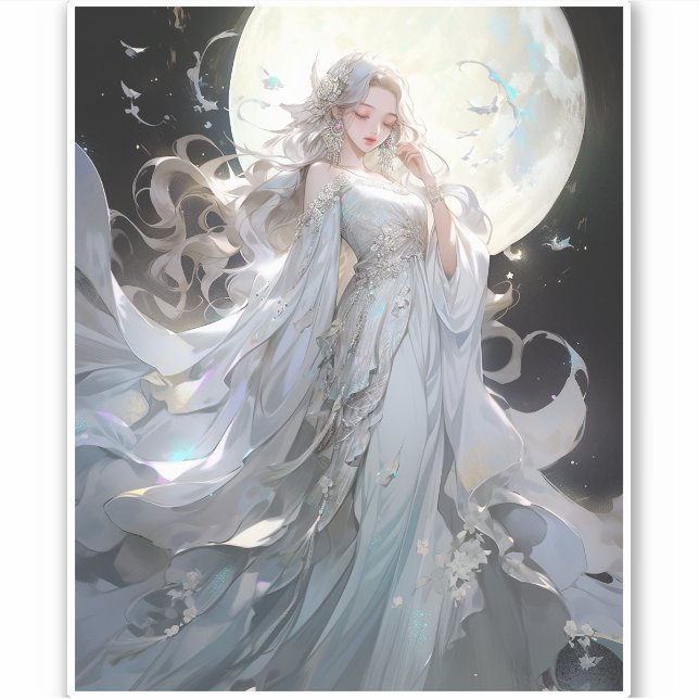 Anime Moon Princess Fantasy Art Sticker (Front)