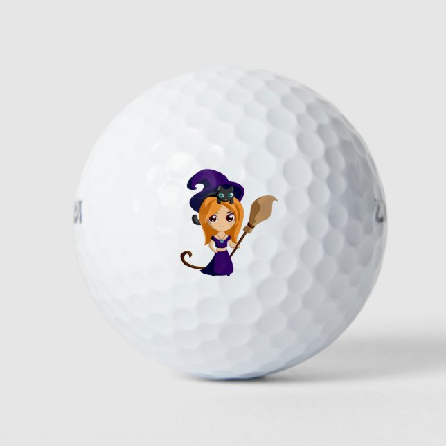 Anime Moon witch cat cartoon Golf Balls (Front)