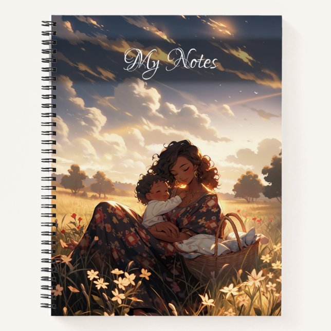 Anime mother in a morning meadow notebook (Front)