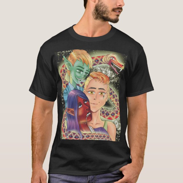 Anime Mystical Boy's BL black men's tshirt (Front)