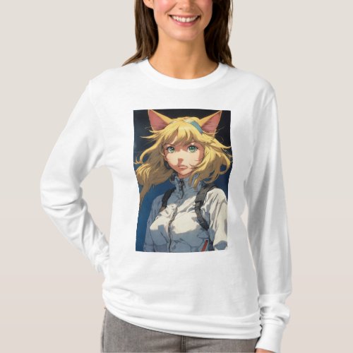 Anime Nebula 1990s Sci_Fi Kooky Cat Female Mens  T_Shirt