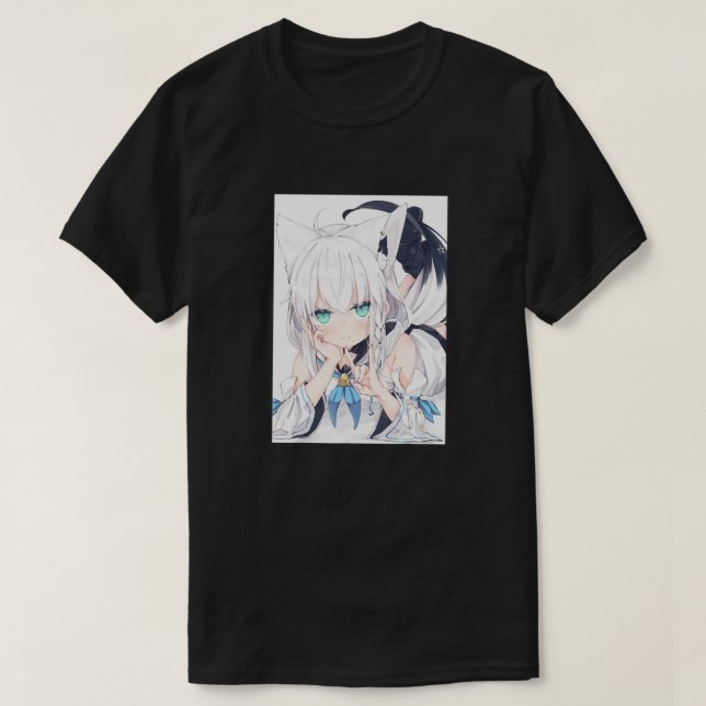 Anime Neko Catgirl Kawaii Waifu Esthetic Japanese T-Shirt (Design Front)