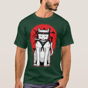 Anime Ninja Cat Samurai Japanese Kawaii Esthetic  T-Shirt