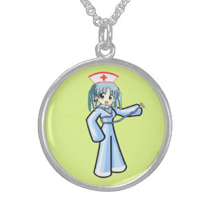 Anime Nurse & Stethoscope Sterling Silver Locket Necklace