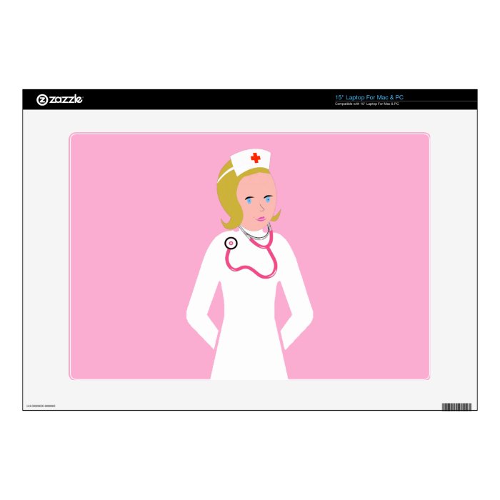 Anime Nurse wearing Pink Stethoscope 15" Laptop Skins