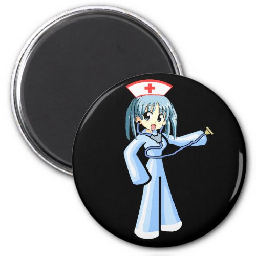 Anime Nurse with Stethoscope and blue uniform Magnet