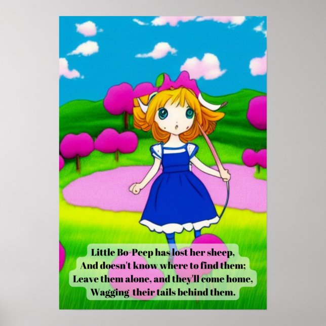 Anime nursery rhyme little bo-peep bright fun poster (Front)