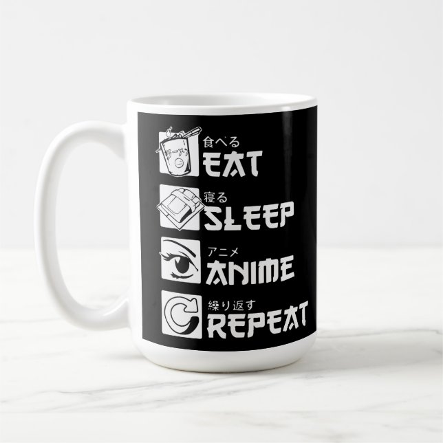 Anime Obsession: Eat, Sleep, Anime, Repeat Coffee Mug (Left)