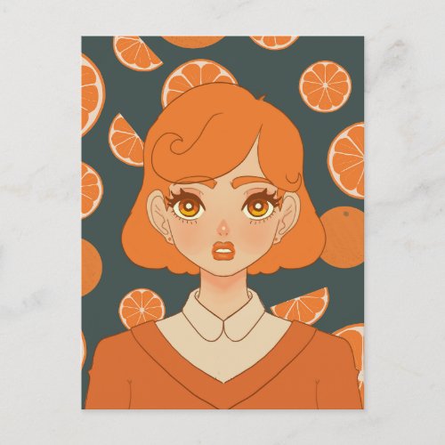 Anime Orange girl  Postcard
