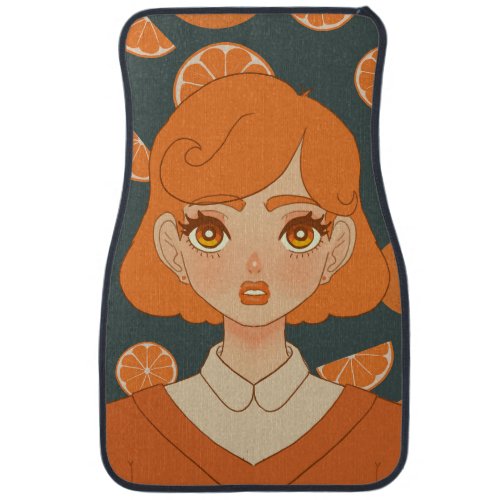 Anime Orange themed Girl Car Floor Mat