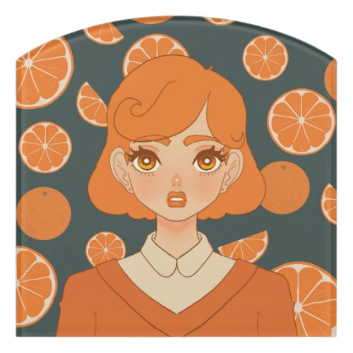 Anime Orange themed Girl Door Sign
