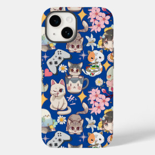 Anime Overload Cute Pattern Blue BG Case-Mate iPhone 14 Case