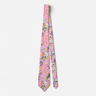 Anime Overload Cute Pattern L Pink BG Neck Tie